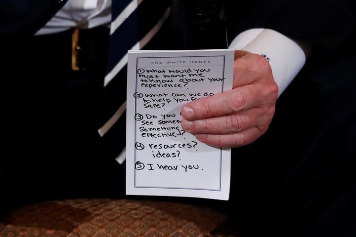 Trump's notes for the listening session. 