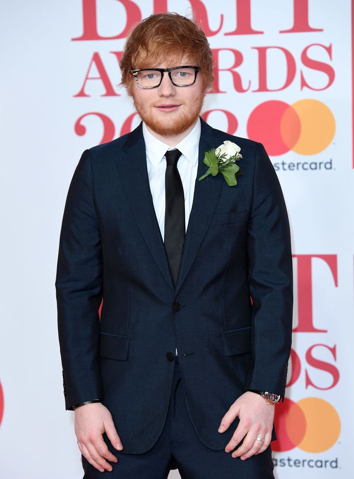 Ed Sheeran at the 2018 Brit Awards on Feb. 21 in London, England. 
