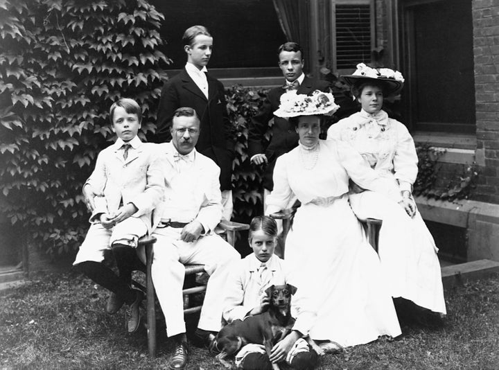 Roosevelt with his family at Oyster Bay in New York.