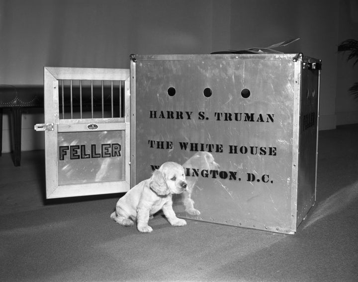 Feller poses for the first time at the White House in 1947. 