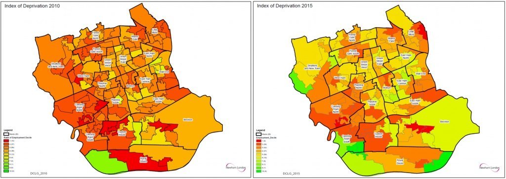 Newham poverty from 2010 to 2015