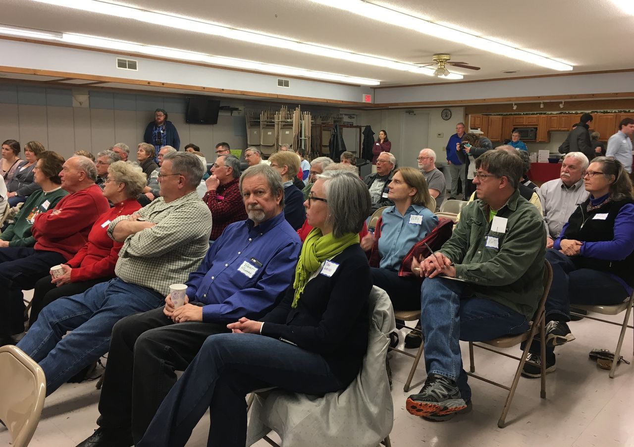 Activists in Rice Lake turn out to listen to Sen. Tammy Baldwin (D-Wis.).