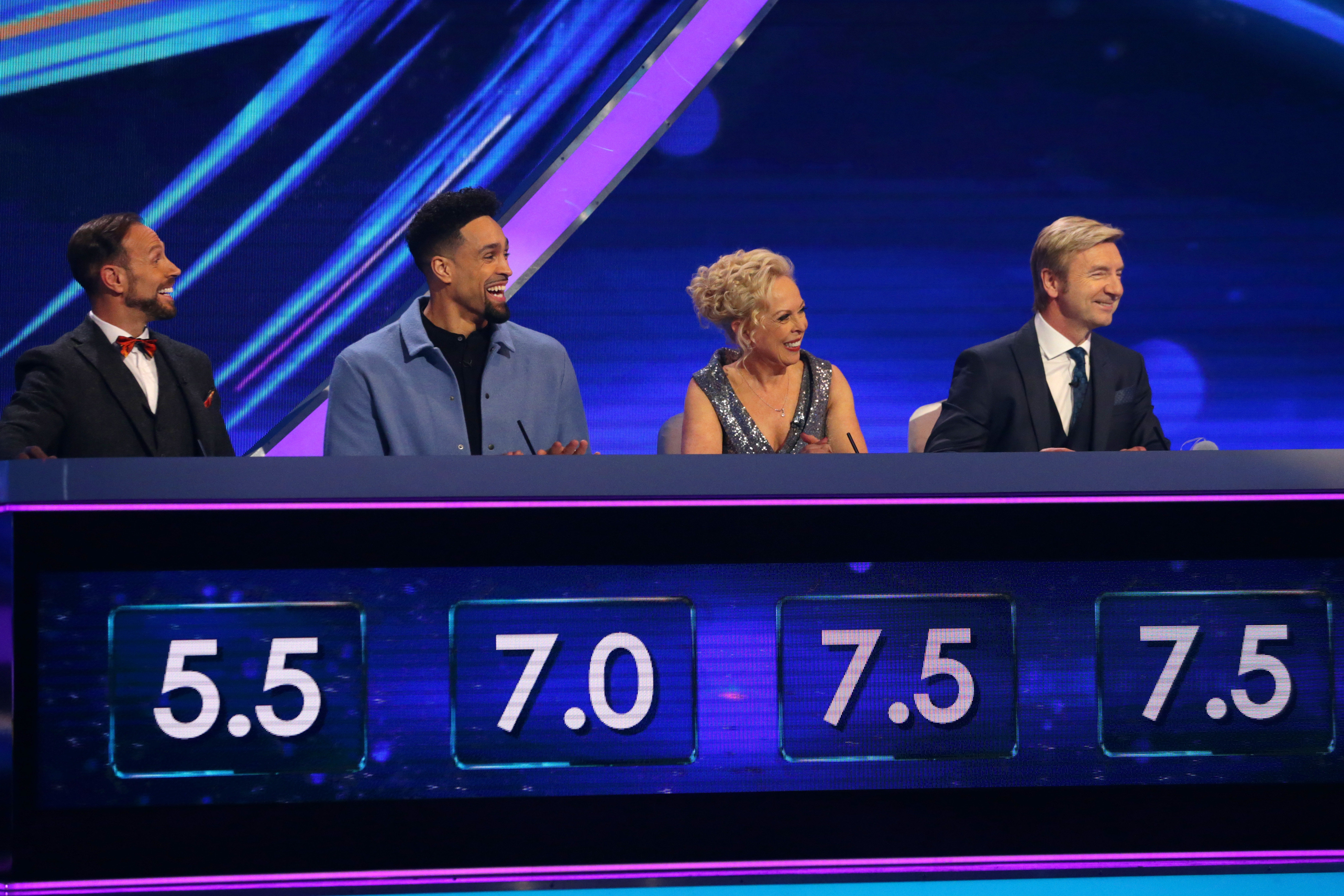 <strong>Jason on the 'DOI' panel with Ashley Banjo, Jayne Torvill and Christopher Dean</strong>