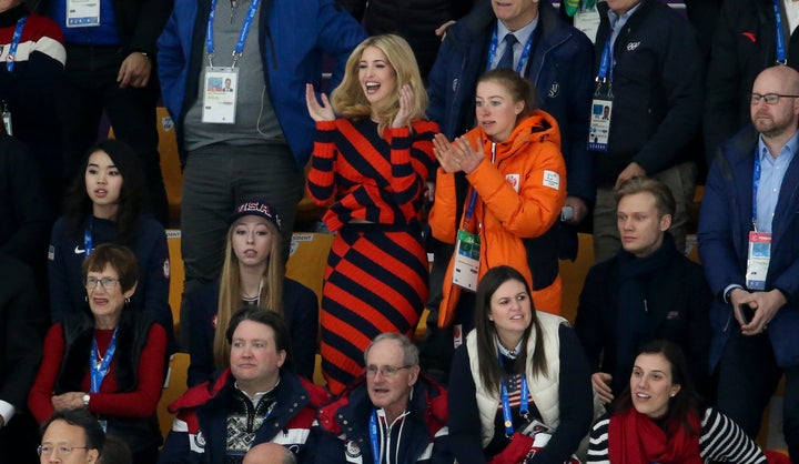 Ivanka Trump attends the Ladies' and Men's Mass Start Speed Skating event at the PyeongChang Winter Olympics on Feb. 24.