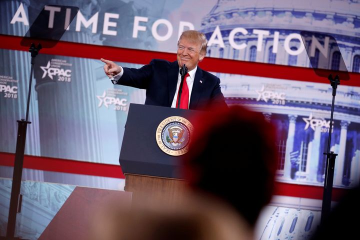 President Donald Trump spoke at the Conservative Political Action Conference (CPAC) at National Harbor, Maryland, on Friday.