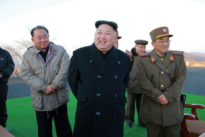 North Korean leader Kim Jong Un supervised a ballistic rocket launching drill of Hwasong artillery units of the Strategic Force of the KPA on the spot in this undated photo released by North Korea's Korean Central News Agency (KCNA) in Pyongyang March 7, 2017. (KCNA / via REUTERS)