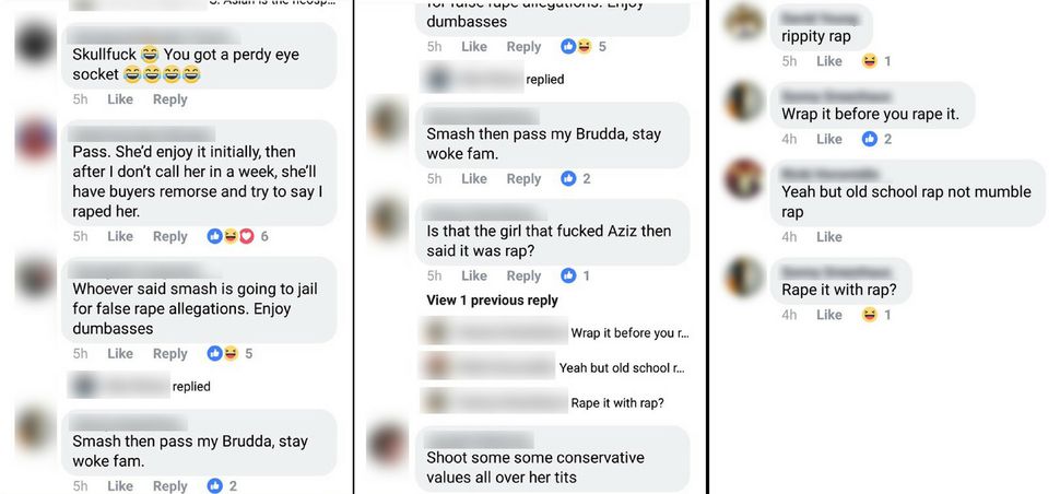 "Shoot some conservative values all over her tits," one commenter wrote.