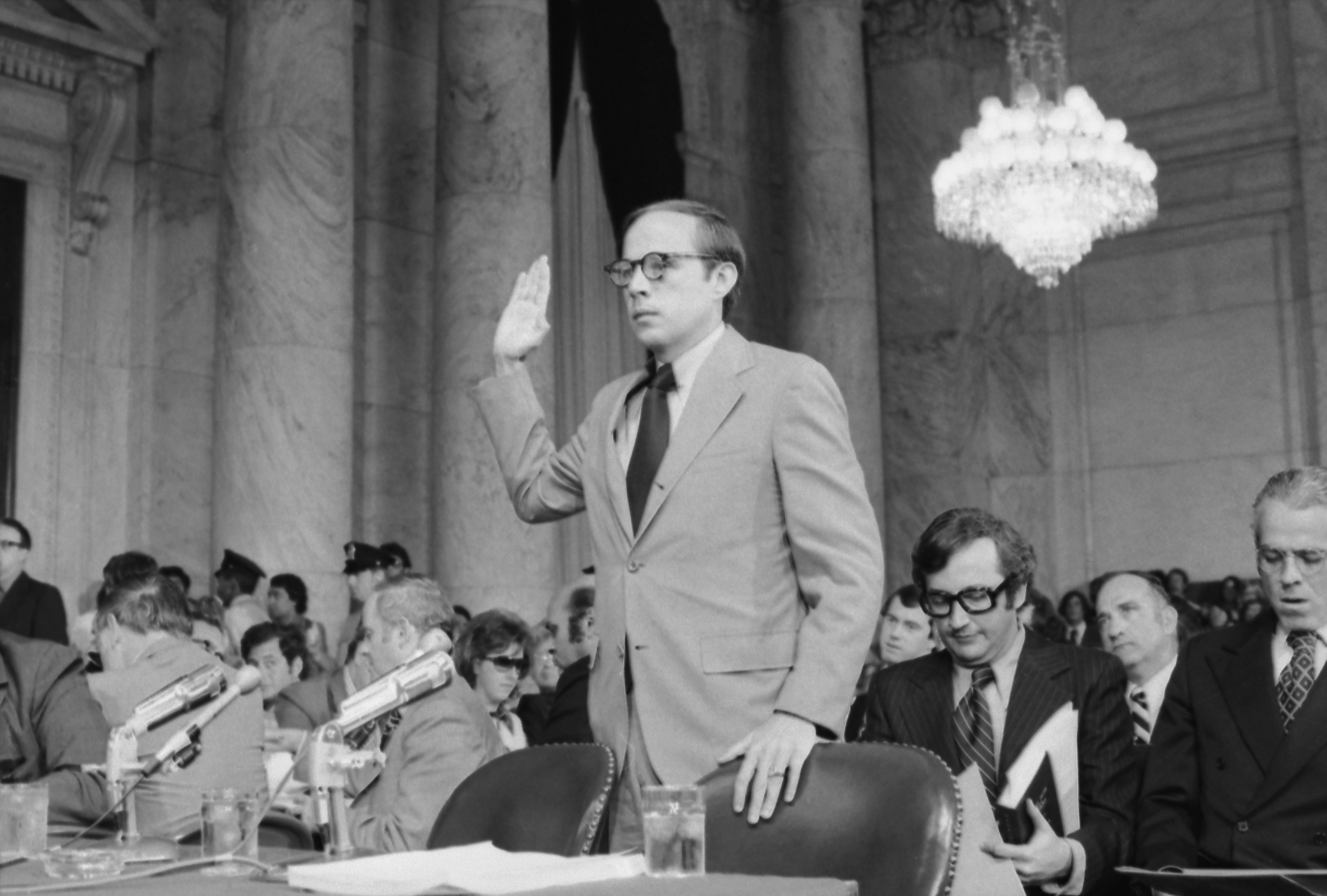 <strong>John Dean testifying during the Watergate investigation in 1973</strong>