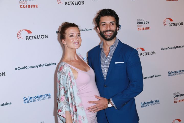 Actor Justin Baldoni with his wife, Emily, last June in Beverly Hills.