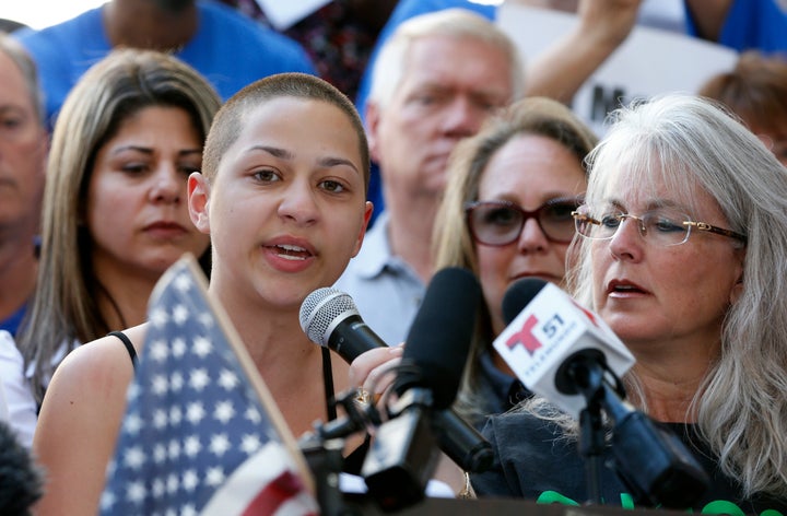 Emma Gonzalez, 18, speaks at a rally for gun control in Fort Lauderdale, Florida, three days after 17 people were killed at her high school in Parkland, Florida.