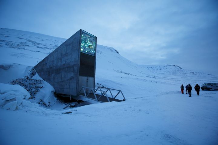 The entrance to the international gene bank Svalbard Global Seed Vault is pictured outside Longyearbyen on Spitsbergen, Norway, in 2016.