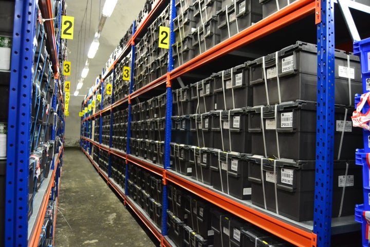 Boxes containing seeds from all over the world are seen inside of the Global Seed Vault in a remote Norwegian island.