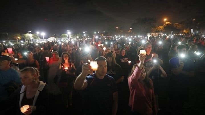 A candlelight vigil in memory of the 17 students and faculty who were killed in the mass shooting at Marjory Stoneman Douglas
