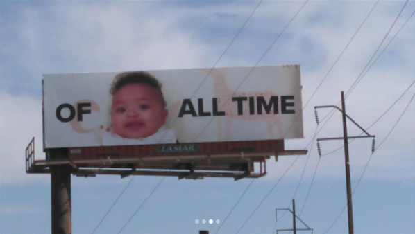 The first three billboards read "Greatest Momma of All Time."