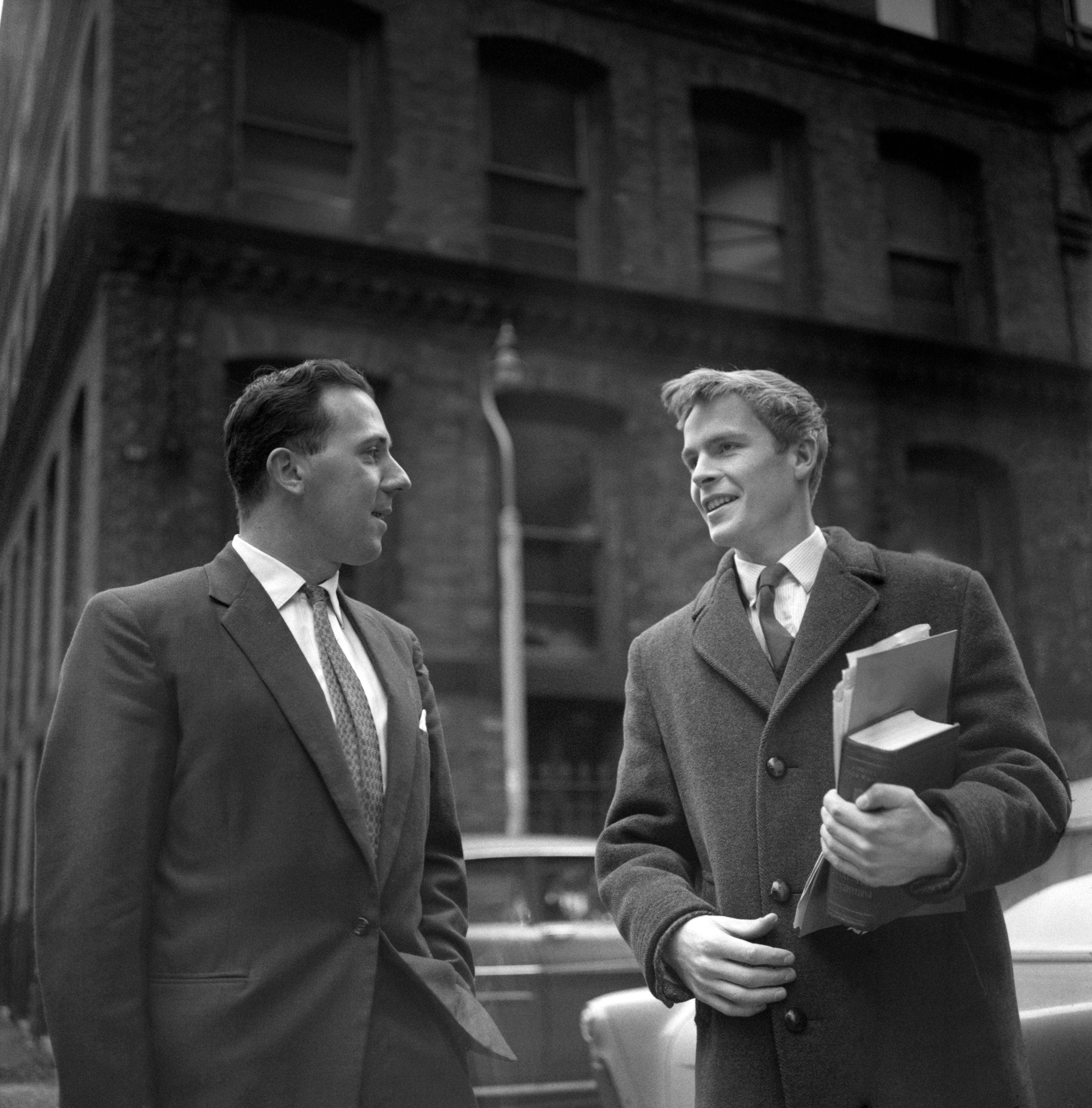 Union Movement candidate Walter Hesketh (left) pictured with his agent Max Mosley in 1961&nbsp;after the Manchester Moss Side election