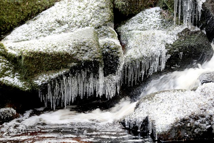 Icicles on the rocks at the Glencree River near Enniskerry 