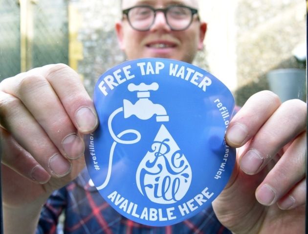 Refill stickers are appearing in shop windows across the UK