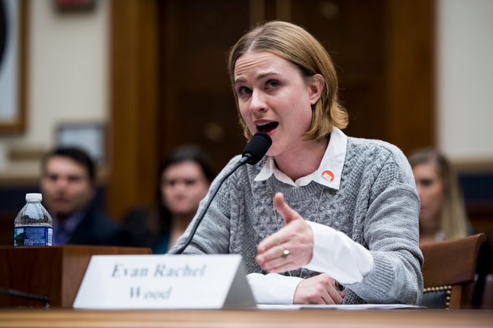 Evan Rachel Wood testifies on Tuesday at the House Judiciary Committee hearing on the Sexual Assault Survivors' Bill of Rights Act.