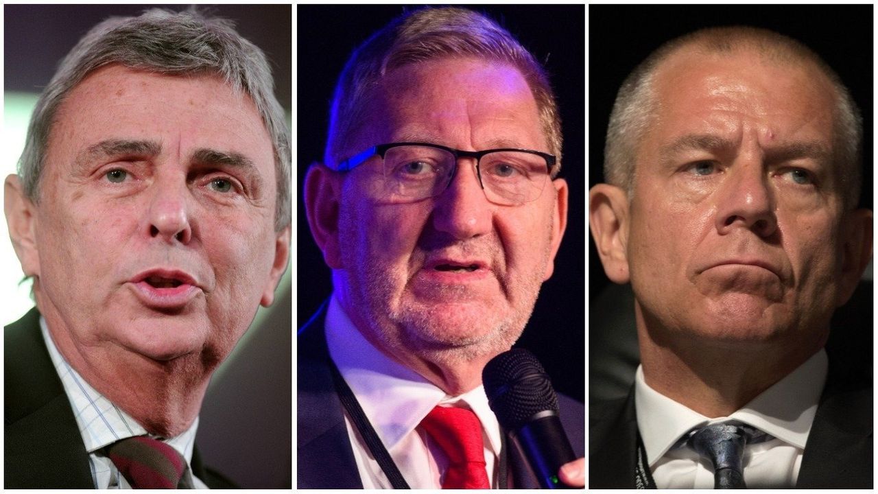 Traditional trade union bosses: left, Dave Prentis of Unison, centre, Len McCluskey of Unite and, right, Tim Roache of GMB.