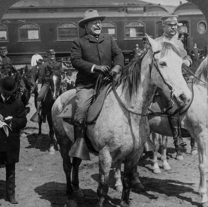 President Theodore Roosevelt arriving at Yellowstone National Park in 1903.