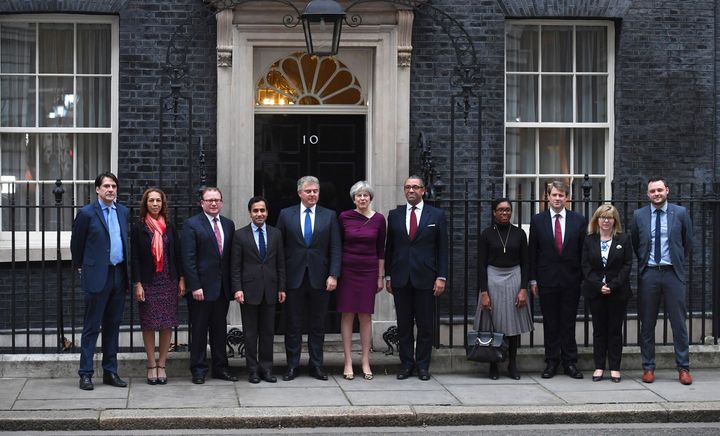 Theresa May outside Downing Street in January with her new vice-chairmen of the Conservative Party.