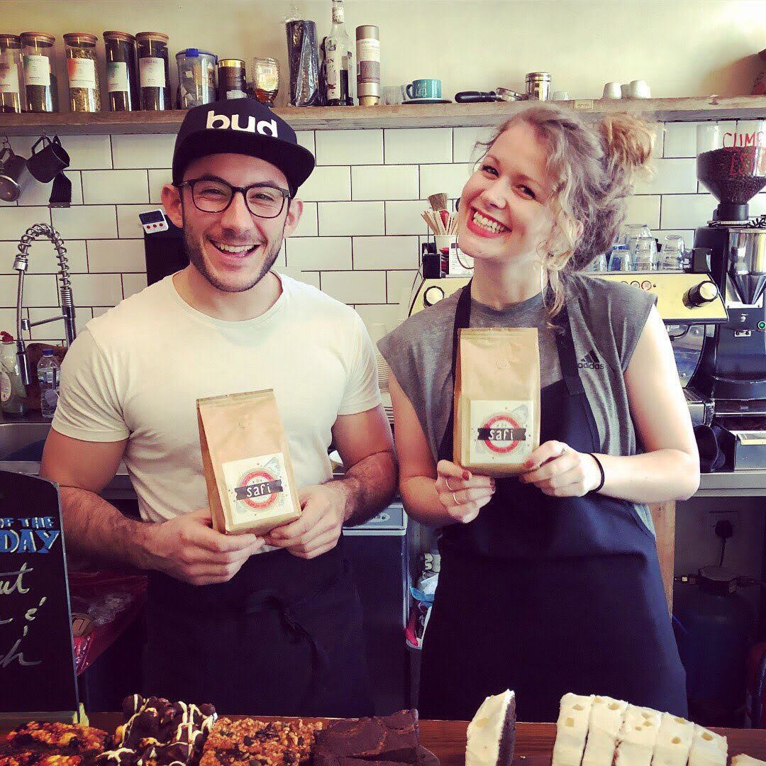 Matheus Matioli (left) at work in a London&nbsp;coffee shop.