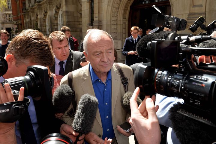 Ken Livingstone faces a media scrum