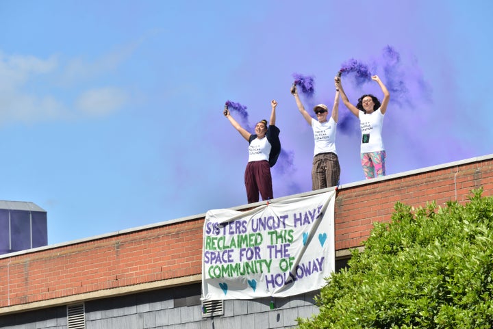 The Sisters Uncut group at one of many protests at Holloway prison in May 2017