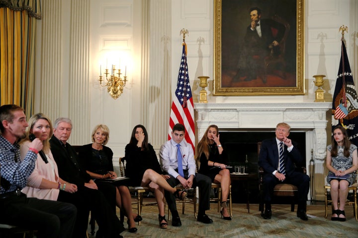 President Donald Trump held a "listening" session with school shooting survivors and others at the White House on Feb. 21, 2018.