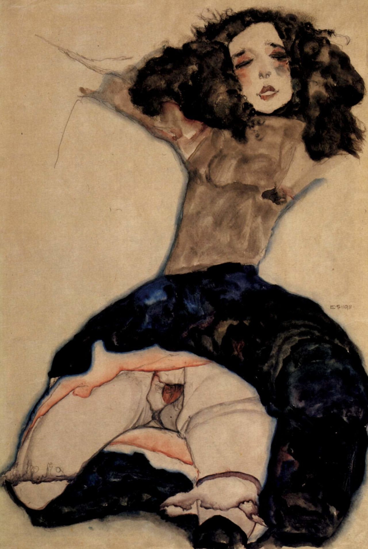 Egon Schiele, «Γυναίκα με σηκωμένη φούστα» (1911)