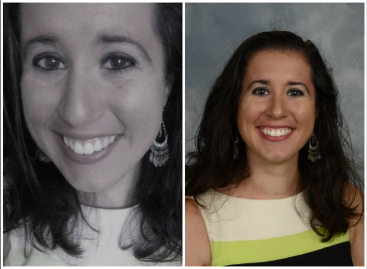The profile photo for the now-deleted Twitter account of "Tiana Dalichov," left, and Dayanna Volitich’s staff photo on the Crystal River Middle School website, right.