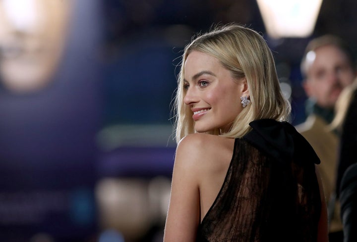 Margot Robbie in black at the Baftas. 