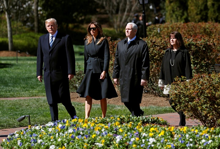 U.S. President Donald Trump, first lady Melania Trump, Vice President Mike Pence and Karen Pence attend the funeral of Rev. B