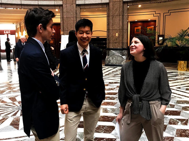 Max Cumming (left), Paul Kim and Lane Murdock are organizing a national anti-gun walkout on the anniversary of the 1999 Colum