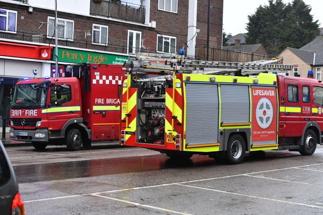 The scene in Harold Hill in north east London after emergency services are responding to reports of an explosion.