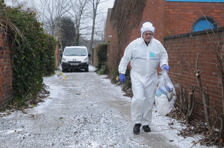 A forensic officer near the home of Anne James in Highgate area of Walsall.