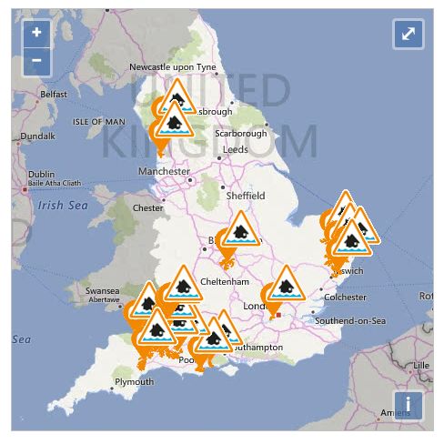 The Environment Agency has live flood warnings for England online 