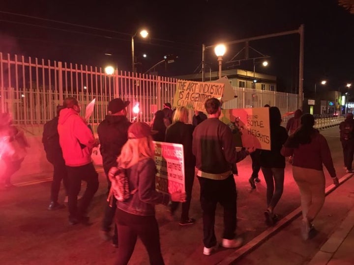 Defend Boyle Heights activists march in the Boyle Heights, Los Angeles. 