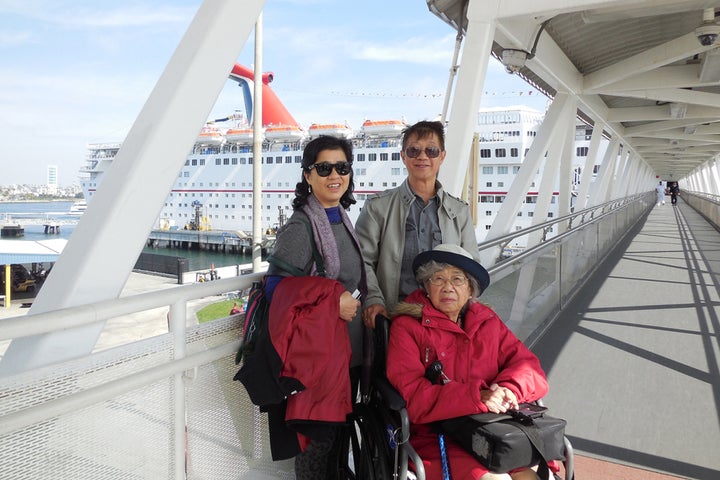 Two months before her upper-spine surgery in 2014, Paulina Tam (left) took a cruise to Mexico with her husband, Timothy, and mother-in-law, Irene Tam. After finishing careers as a nurse and an educator, she had planned to travel the world with her husband of 32 years. 