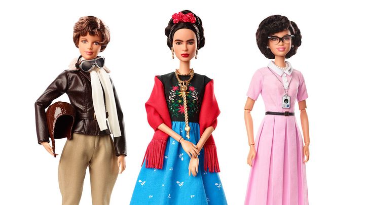 Amelia Earhart, Frida Kahlo and Katherine Johnson -- in Barbie form. 