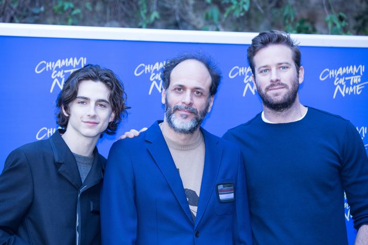 Luca Guadagnino, with Armie Hammer and Timothée Chalamet