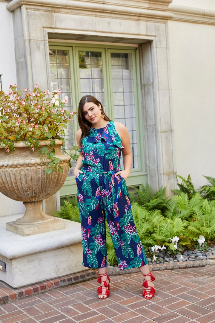 Parrot-print jumpsuit ($145), from the Draper James for Eloquii collection.