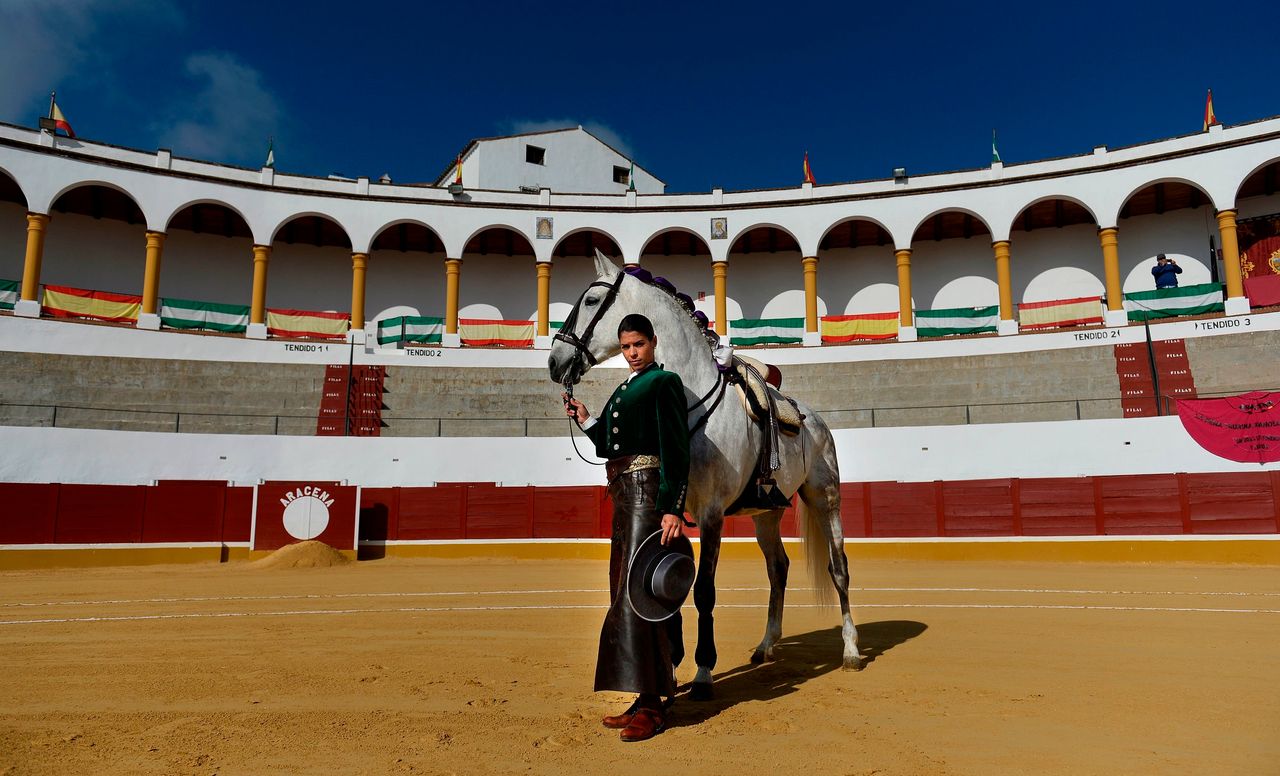Lea Vincens is a rejoneadora -- or a bullfighter who mounts a horse in the ring -- in Huelva, Spain. 