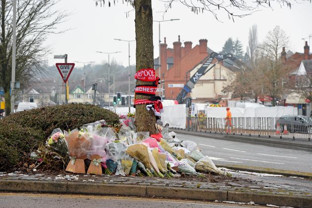 Flowers and cards left near the scene of the explosion 