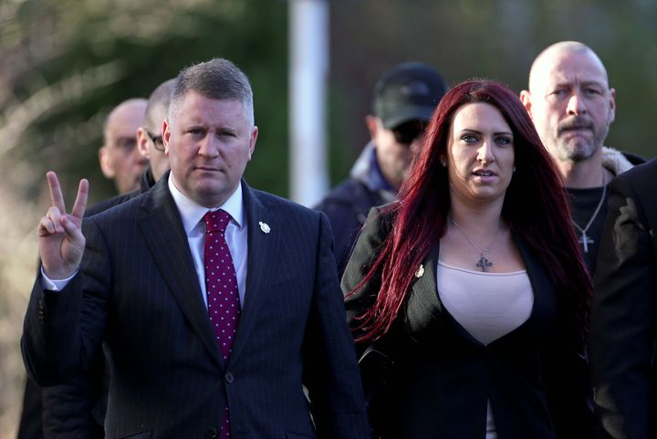 Paul Golding (left) and Jayda Fransen have been jailed for hate crimes.