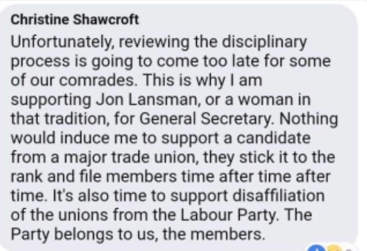 Shawcroft's Facebook post