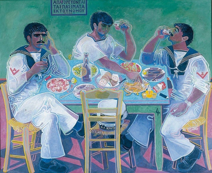 John Craxton, λεπτομέρεια Still Life with Three Sailors, 1980-85. Tempera on canvas. Private Collection, UK. © 2018 Craxton Estate/DACS.