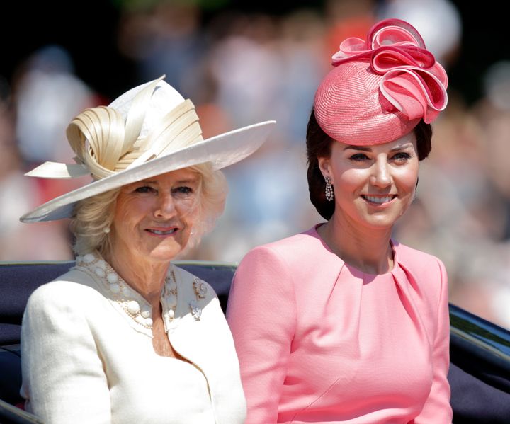 The Duchess of Cornwall and the Duchess of Cambridge during the Trooping of the Colour Parade last year 