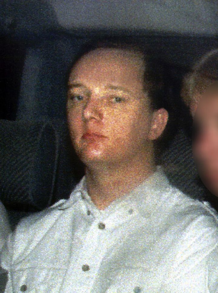 Napper being driven away from the Old Bailey after being detained indefinitely for the murder of Bisset and her daughter 