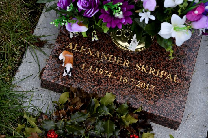 Alexander Skripal's grave, which is in the same cemetery as his mother's in Salisbury 